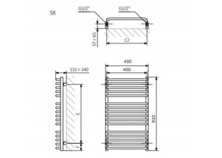 Рушникосушка Terma 910х430 C01 WGC01091043K916SX
