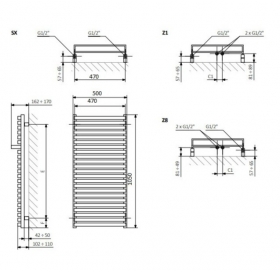 Полотенцесушитель Terma City 1050x500 WGCIT105050KBCOSX