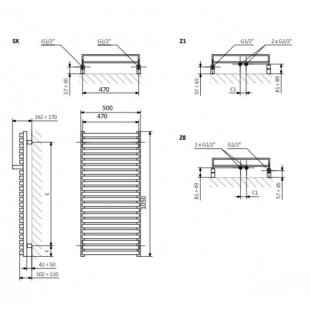 Рушникосушка Terma City 1050x600 Ral soft 9016 E8 + split 800W, WLCIT105060KS96E8TS1D