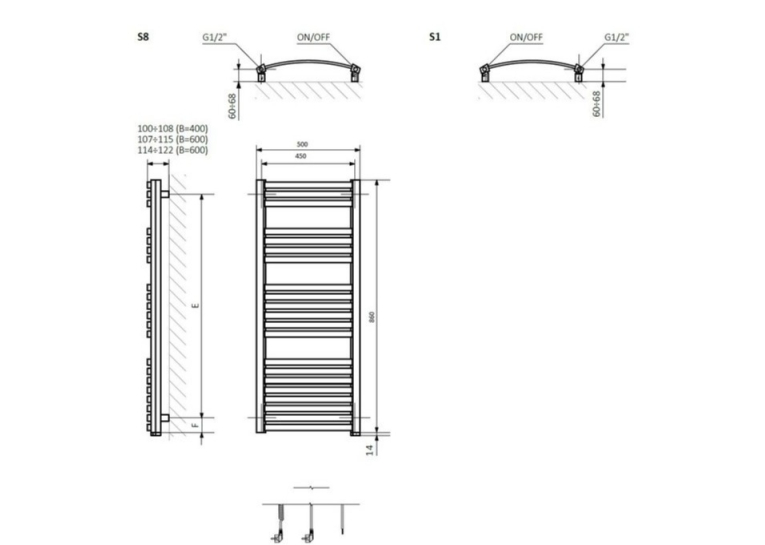 Полотенцесушитель Terma Dexter One 860x500 WWDEN086050KCROE8P