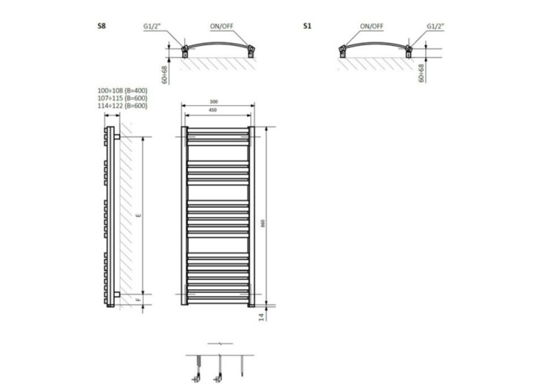 Рушникосушка Terma Dexter One 860x500 WWDEN086050KCROE8P
