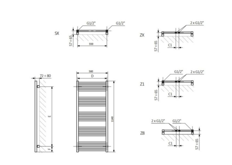 Рушникосушка Terma Fiona 1140х580 WGFIN114058KS96SX