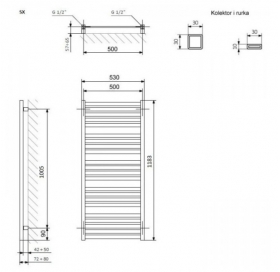 Полотенцесушитель Terma Marlin 1185x530 WGMAR118053K916SX