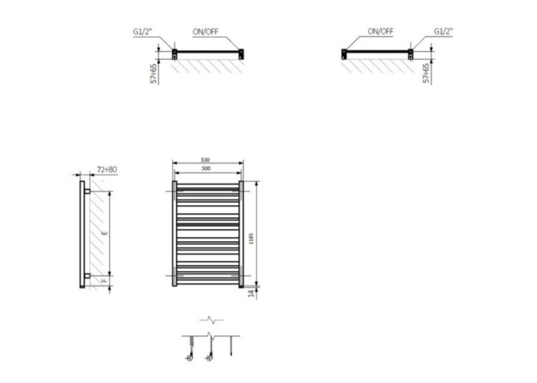Рушникосушка Terma 1185x530 Marlin One WWMRN118053KS95E8U