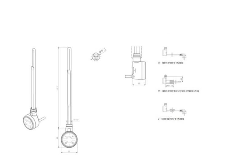 ТЕН Terma прихованого монтажу MOA 400W White WEMOA04T916M/WEMOA04F916M