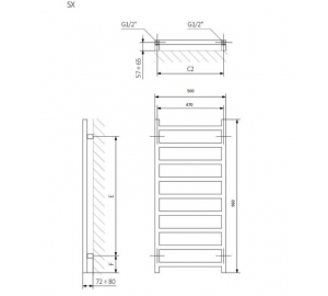 Рушникосушка Terma 960x500 Simple WGSIM096050KRGYSX