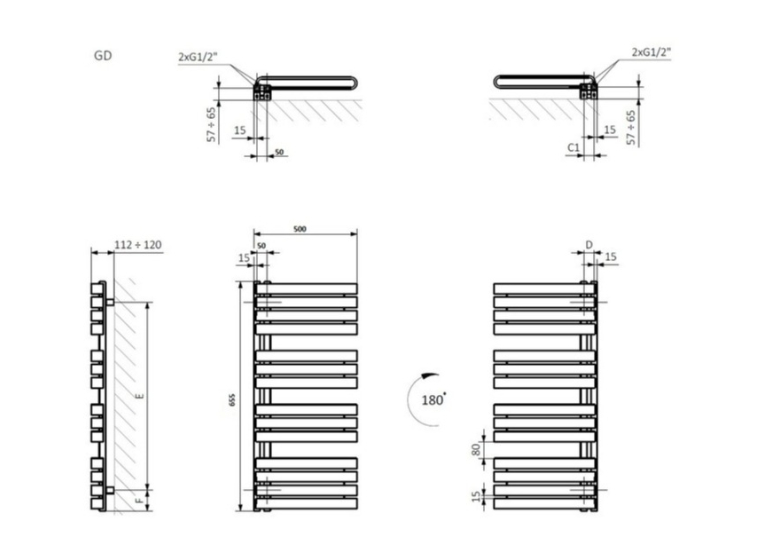 Рушникосушка Terma 655x500 Warp S WGWAS065050K328GD