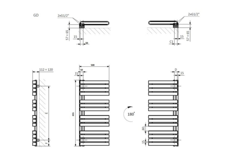 Рушникосушка Terma 655x500 Warp S WGWAS065050K742GD