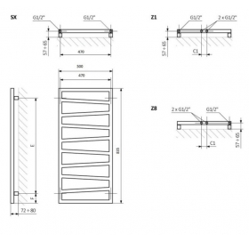 Полотенцесушитель Terma Zigzag 835х500 WLZIG083050K9M5E8TS1D