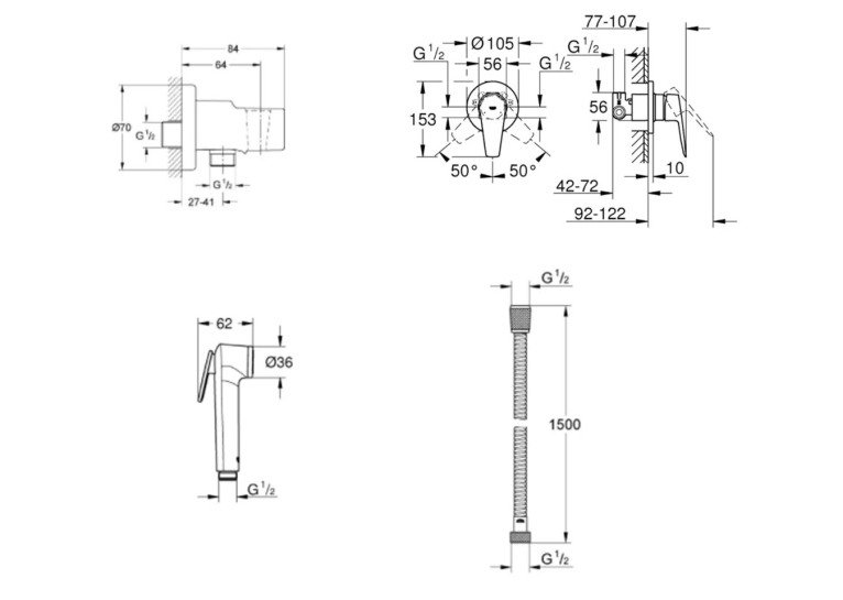 Набір гігієнічного душу GROHE BauEdge 28512002