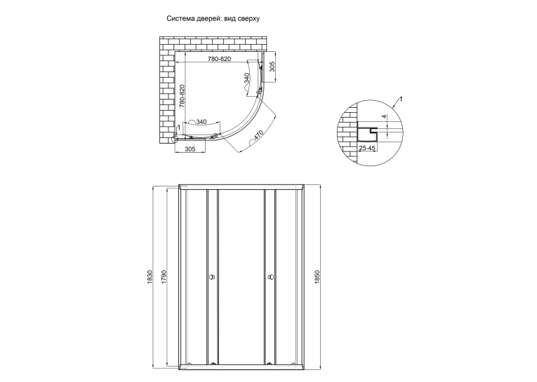 Душова кабіна Lidz Latwa SC80x80.SAT.LOW.GR, скло тоноване 4 мм без піддона LLSC8080SATLOWGR2