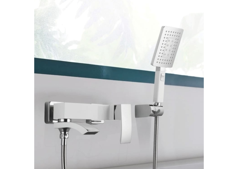 Змішувач для ванни Qtap Swan Cascada з поворотним виливом (з душовим гарнітуром) Chrome QTSWA260CRM45565