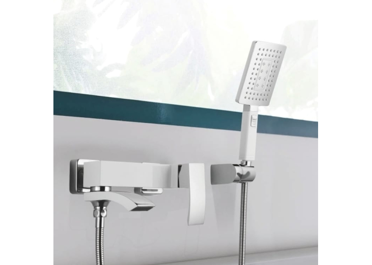 Змішувач для ванни Qtap Swan Cascada з поворотним виливом (з душовим гарнітуром) Chrome QTSWA260CRM45565