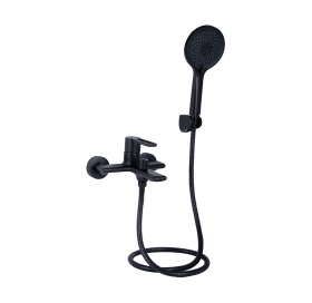 Смеситель для ванны Qtap Taurus (с душевым гарнитуром) Black Matt QTTAU259BLM45662