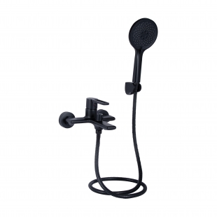 Змішувач для ванни Qtap Taurus (з душовим гарнітуром) Black Matt QTTAU259BLM45662