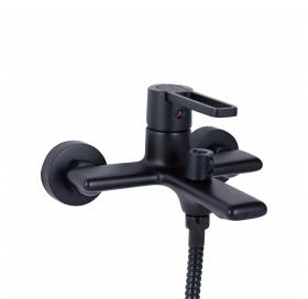 Смеситель для ванны Qtap Taurus (с душевым гарнитуром) Black Matt QTTAU259BLM45662
