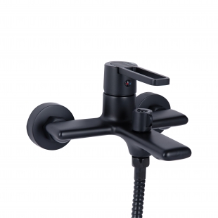 Змішувач для ванни Qtap Taurus (з душовим гарнітуром) Black Matt QTTAU259BLM45662