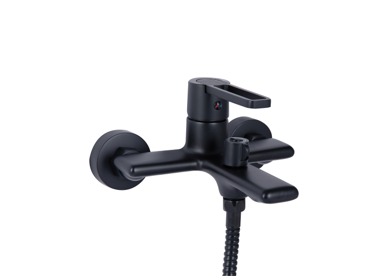 Змішувач для ванни Qtap Taurus (з душовим гарнітуром) Black Matt QTTAU259BLM45662