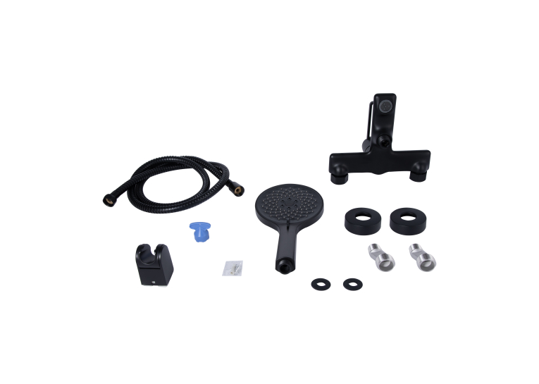 Змішувач для ванни Qtap Taurus (з душовим гарнітуром) Black Matt QTTAU259BLM45662