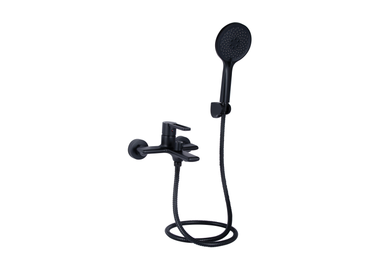 Змішувач для ванни Qtap Taurus (з душовим гарнітуром) Black Matt QTTAU259BLM45662
