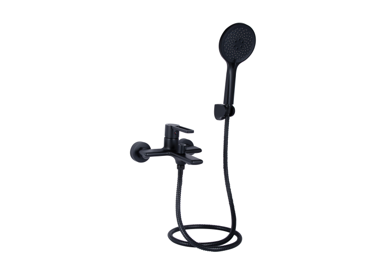 Смеситель для ванны Qtap Taurus (с душевым гарнитуром) Black Matt QTTAU259BLM45662