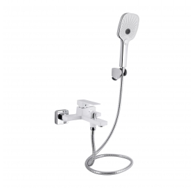 Смеситель для ванны Qtap Gemini (с душевым гарнитуром) Chrome/White QTGEM259CRW45683