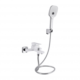 Змішувач для ванни Qtap Gemini (з душовим гарнітуром) Chrome/White QTGEM259CRW45683