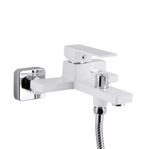 Змішувач для ванни Qtap Gemini (з душовим гарнітуром) Chrome/White QTGEM259CRW45683
