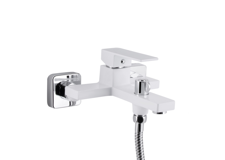 Змішувач для ванни Qtap Gemini (з душовим гарнітуром) Chrome/White QTGEM259CRW45683