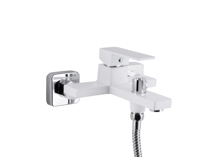 Змішувач для ванни Qtap Gemini (з душовим гарнітуром) Chrome/White QTGEM259CRW45683