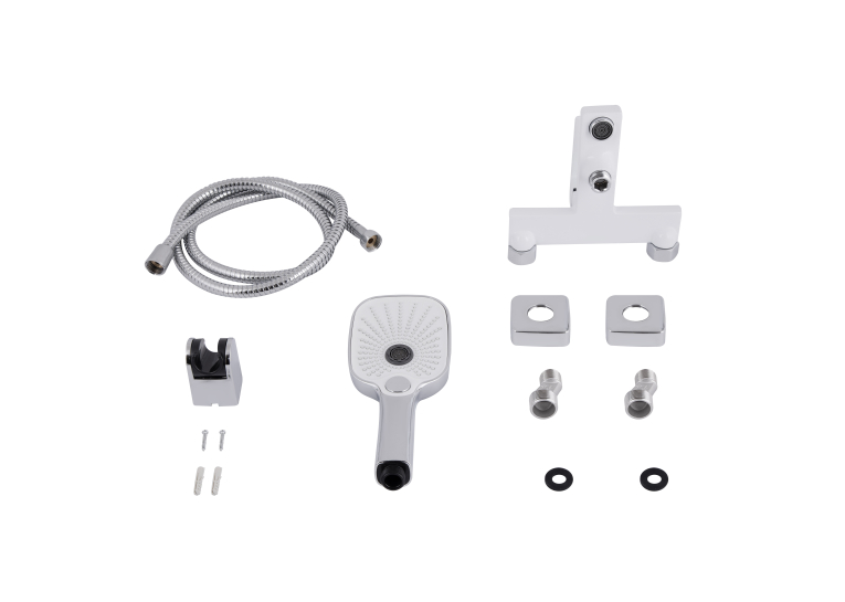 Змішувач для ванни Qtap Gemini (з душовим гарнітуром) Chrome/White QTGEM259CRW45683