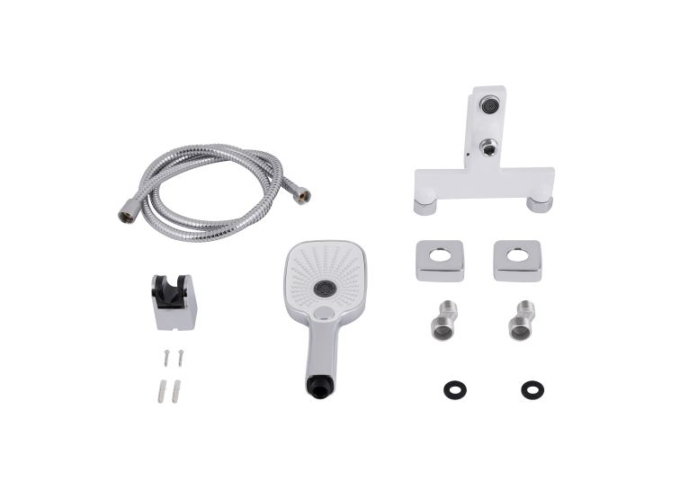 Змішувач для ванни Qtap Gemini (з душовим гарнітуром) Chrome/White QTGEM259CRW45683