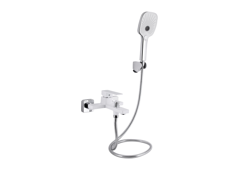 Змішувач для ванни Qtap Gemini (з душовим гарнітуром) Chrome/White QTGEM259CRW45683