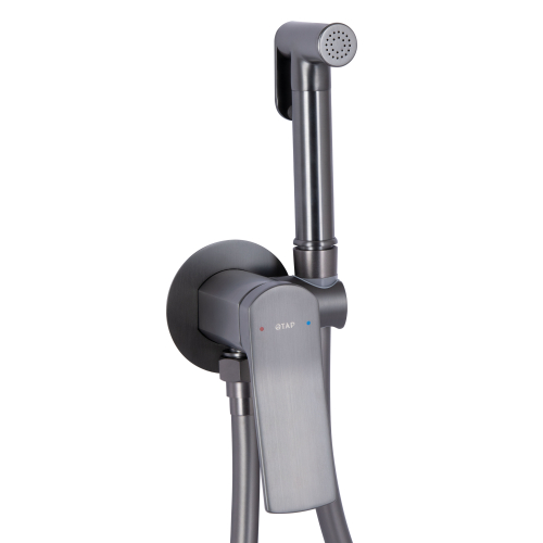Набор для гігієнічного душу Qtap Slavonice округлий Gunmetal Black PVD QTSLA262GMB45916