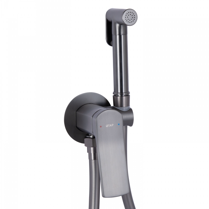 Набор для гігієнічного душу Qtap Slavonice округлий Gunmetal Black PVD QTSLA262GMB45916