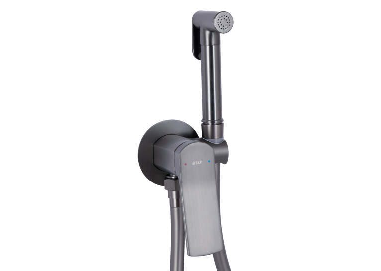 Набор для гігієнічного душу Qtap Slavonice округлий Gunmetal Black PVD QTSLA262GMB45916
