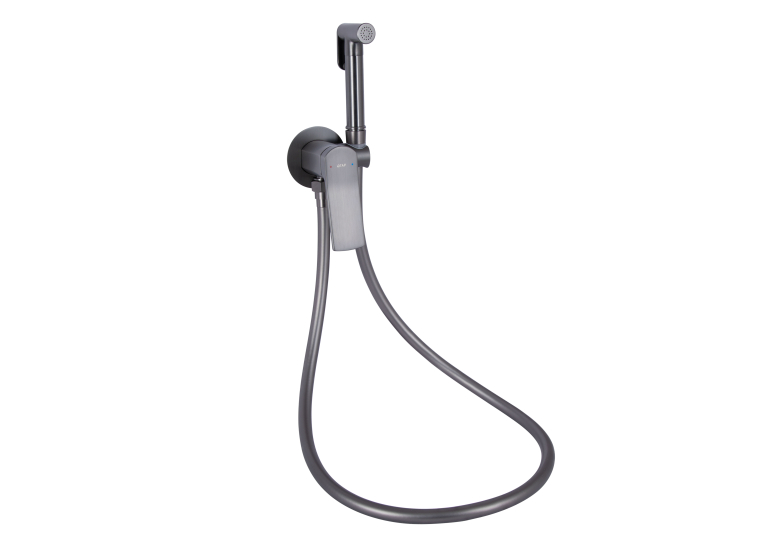 Набор для гігієнічного душу Qtap Slavonice округлий Gunmetal Black PVD QTSLA262GMB45916