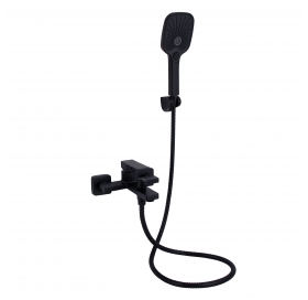 Смеситель для ванны Qtap Gemini (с душевым гарнитуром) Black Matt QTGEM259BLM45682
