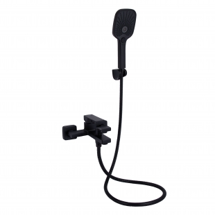 Змішувач для ванни Qtap Gemini (з душовим гарнітуром) Black Matt QTGEM259BLM45682