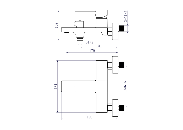 Змішувач для ванни Qtap Gemini (з душовим гарнітуром) Black Matt QTGEM259BLM45682