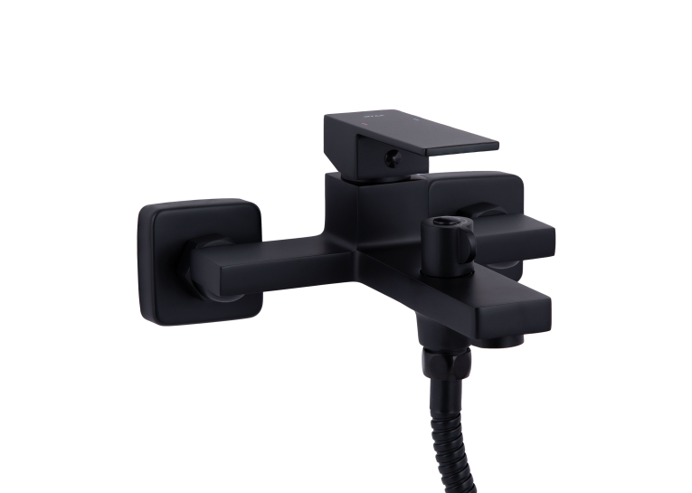 Змішувач для ванни Qtap Gemini (з душовим гарнітуром) Black Matt QTGEM259BLM45682