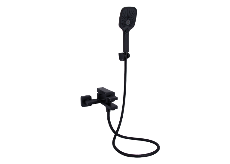 Змішувач для ванни Qtap Gemini (з душовим гарнітуром) Black Matt QTGEM259BLM45682