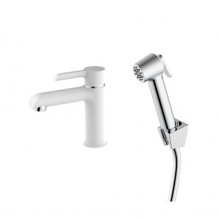 Смеситель для раковины Qtap Grand (с гигиеническим душем) QTGRA272CRW45671 Chrome/White