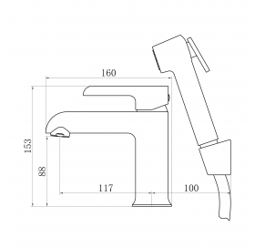 Змішувач для раковини Qtap Grand (з гігієнічним душем) QTGRA272CRW45671 Chrome/White