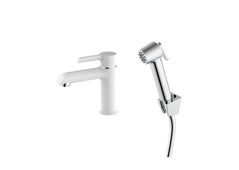 Змішувач для раковини Qtap Grand (з гігієнічним душем) QTGRA272CRW45671 Chrome/White