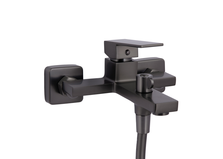 Змішувач для ванни Qtap Gemini (з душовим гарнітуром) Gunmetal Black PVD QTGEM259GMB45684