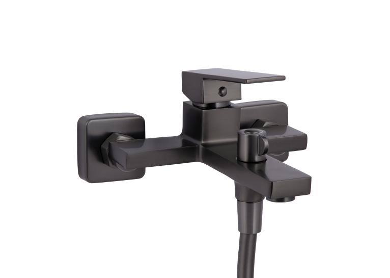 Змішувач для ванни Qtap Gemini (з душовим гарнітуром) Gunmetal Black PVD QTGEM259GMB45684