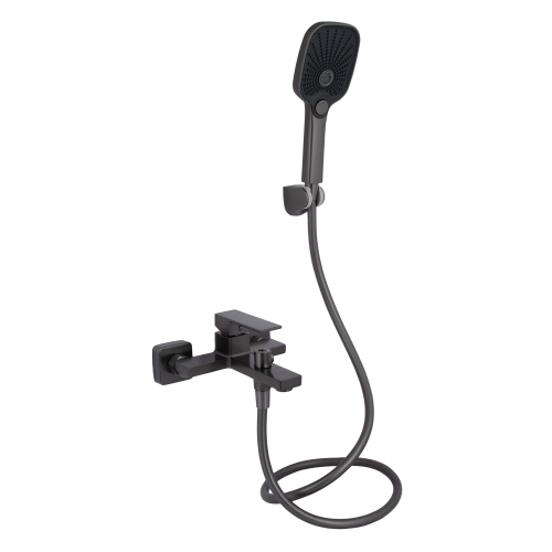 Змішувач для ванни Qtap Gemini (з душовим гарнітуром) Gunmetal Black PVD QTGEM259GMB45684