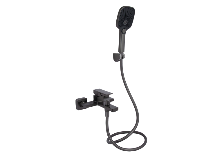 Змішувач для ванни Qtap Gemini (з душовим гарнітуром) Gunmetal Black PVD QTGEM259GMB45684