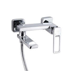 Змішувач для ванни Qtap Gemini Loopi з поворотним виливом (з душовим гарнітуром) Chrome QTGEM260CRM45701